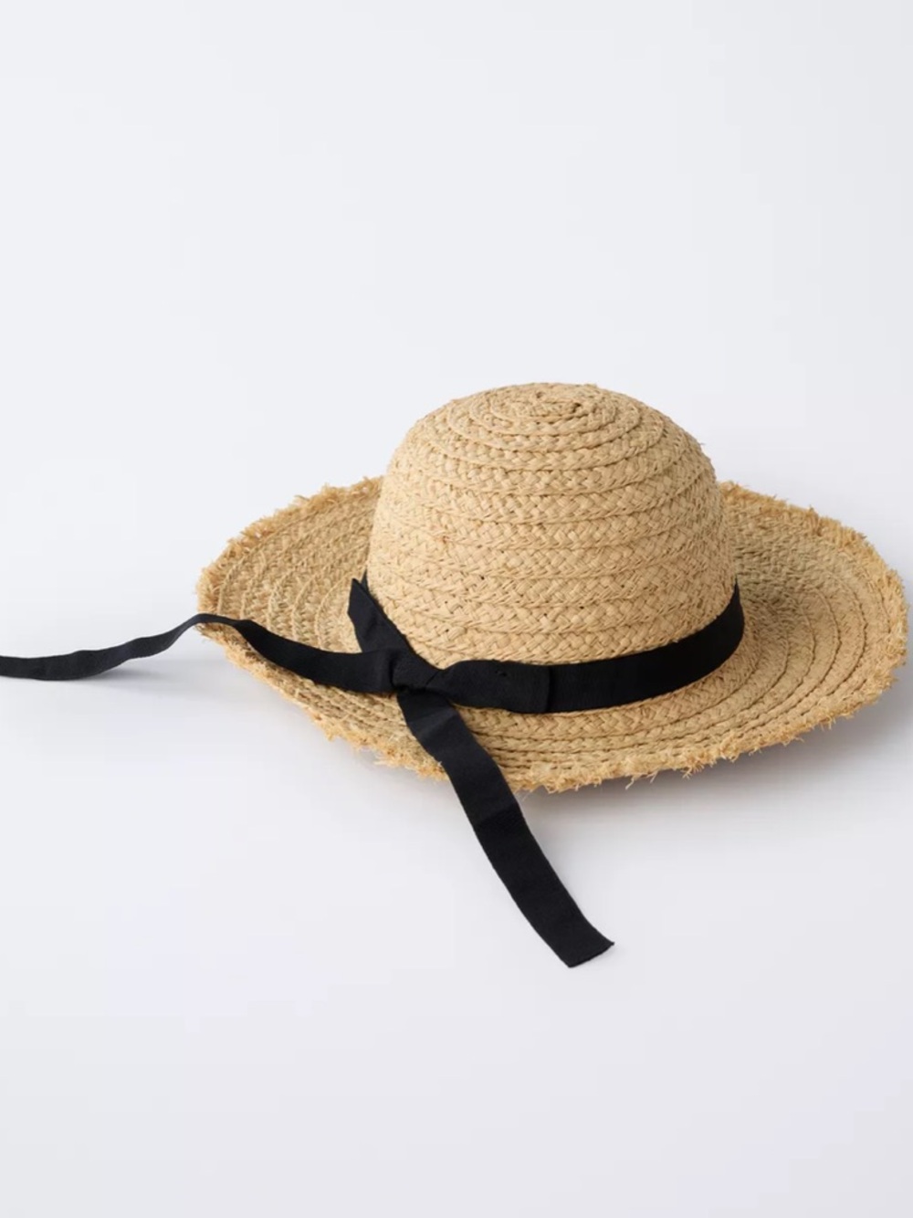 ZARA FRAYED RAFFIA BOATER HAT - Picture 2 of 7